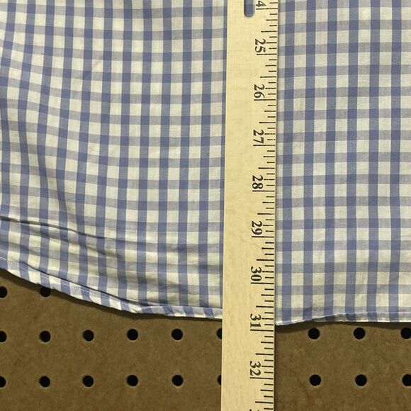 Sanfort LS Button Up Shirt Mens 16/41 Peter Elliot French Cuff Italy Plaid Blue - Picture 8 of 9